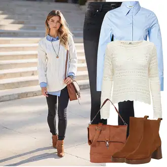 Outfit sa Crna/Siva/Tamnosiva Kožna Jakna/Traperice s Prorezom/Push-up Traperice/Termo Traperice/Zimska jakna/Kožne Cipele/Bikerske Traperice/Traperice Slim Kroja/High Waist Traperice Only "Savršen za proljeće"