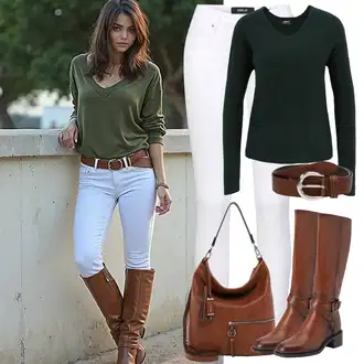 Kombinacije za jesen S oblinama sa Tamnozelena/Zeleno Pletivo Veći Broj Only "Proljetni outfit"