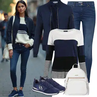 Outfit s Bílá Mini batoh/Mini batoh Kipling "Perfektní pro volný čas"