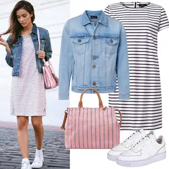 Denim jacket outfits Kratka Velike velikosti mit Modra/Svetlo modra Pepe Jeans "Pomladanska obleka"