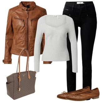 Jesenske Outfiti Kul mit Oranžna/Rjava Plašč/Jakna Maze "Pomladna oprava"Look: Nor, Kul, Mom, Zunaj, Western, Delovna oblačila
