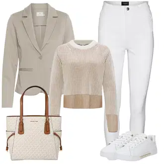 Outfits for chubby Disko mit Siva/Bela/Krem Termo Hlača/Jeggings/Pajkice z Visokim Pasom/Treggings/Pajkice z Razporkom/Skinny Hlače VERO MODA "Popoln pomladni videz."Look: Stil, Klasična, Kul, Disko, Stari denar, Zunaj, Brez šivov, Preproste, Športno