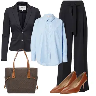 Eleganten outfit mit Oranžna/Rjava/Bež Poslovna Obutev/Udobna črpalka/Elegantni Čevelj/Čevelj Z Visoko Peto/Visoka Peta Črpalka/Women's Leather shoes/Črpalka z Nizko Petom/Vintage Črpalka Polo Ralph Lauren "Popoln videz za pomlad"Look: Eleganten, Francoski, Pisarna, Stari denar, Brez šivov