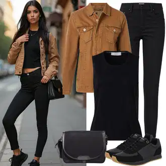 outfit mit Črna Kratki top/Odrezana majica brez rokavov/Športna majica Reebok Classic "Popolno za pomlad"