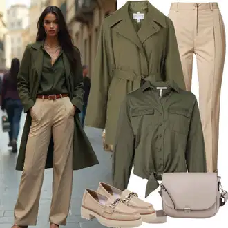 Eleganten outfit mit Siva/Temno siva/Bež/Svetlo siva/Srebrna Torba iz filca/Mini torbica/Pletena torba/Torba za čez ramo dgn, Bež/Khaki Poslovna Hlača/Nagubane hlače/Obleka Hlača/Hlače z Visokim Pasom/Hlače iz muslina/Hlača z Razporkom/Plisirane Hlače/Plisirane spredaj hlač/Slip-on Hlača/Ravna Hlača/Moška Usnjena Jakna Trendyol "Popolno za pomlad"Look: Klasična, Eleganten, Lak, Vintage, Retro, Plemenita, Kovinski, 20-ta leta, Preproste, Fancy, Priložnostne, Pametno priložnostno, Lepo, Traditional