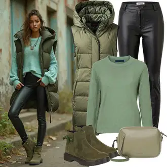 Zimske Outfiti Stari denar mit Črna/Bela Usnjena Hlača/Leginge v Videzu Usnja/Usnjena pajkica/Treggings/Skinny Hlače/Hlače iz Imitacije Usnja Pieces "Popolno za prosti čas"Look: Stil, Emo, Kul, Stari denar, Zunaj, Brez šivov, Techno, Mokrega videza