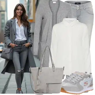 Ležerno Outfit sa Siva/Svjetlosiva Skinny Hlače/Traper Tajice/Jeggings LTB "Praktičan look"Look: Rap, Sveučilišna, cool, Ležerno, Pametno ležerno, Prekrasan, Mom, Transparentan, Francuske
