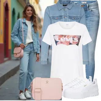 Outfity pro zábavu Svatba s Šedá/Bílá Teniska na platformě/Nízká Teniska Puma "Praktický vzhled"Look: Koncert, Škola, Svatba