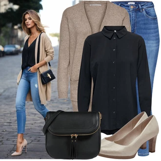 Outfity na podzim s Modrá/Světle modrá Motorkářské Džíny/Termální Džíny/Zkrácené Džíny/Push up Džín/Dámské Džíny s Délkou 7/8/Kožená Pánská Bund/Kotníková Bota/High Waist Džínové Kalhoty/Navlékací džíny/Kožená bunda/Kožené Boty/Zimní bunda Only "Praktický vzhleda"