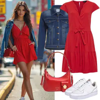Kombinacije za zabavu Od 40 godina sa Bijela/Krem Tenisica s platformom/Kožna tenisica/Tanka tenisica/Teddy tenisica/Niska Tenisica Only, Svjetloplava/Plava Haljina za Krizmu/Fit & Flare Haljina/Haljina za svatove do koljena/Maturalna Haljina/klizačka haljina Swing, Bijela/Crvena/Tamnocrvena/Zeleno Torbica za telefon/Torba za pisma/Torba za nošenje/Mala Torbica/Torbica/Torba za rame/Torba preko ramena "Proljetna odjeća"