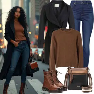 Outfit sa Smeđa Chelsea Gležnjača/Čizma za Jahanje About You "Proljetna odjeća"