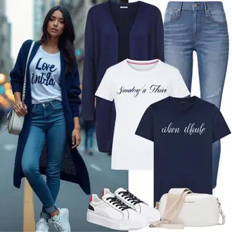 Ležerne kombinacije sa Plava/Tamnoplava Traperice Kožna Jakna/Kožne jakne/Traperice s Rupom/Traperice s Prorezom/Push-up Traperice/Čizma do Gležnja levi's ® "Šareni outfit za proljeće"