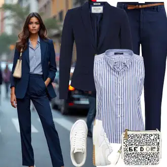 Stil, Western Outfit sa Plava/Tirkizna Bluza Vrh/Crash bluza/Razigrana bluza/Tunika Majica/Kožna jakna za muškarce/Bluza Kratkih Rukava/Oversize Bluza S.Oliver Black Label "Savršeno za posao"Look: Stil, Pomorski, Retro