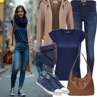 Ležerne kombinacije sa Tamnoplava/Plava Traperice Kožna Jakna/High Waist Traperice/Push-up Traperice/Termo Traperice/Zimska jakna/Kožne Cipele "Savršeno za slobodno vrijeme"
