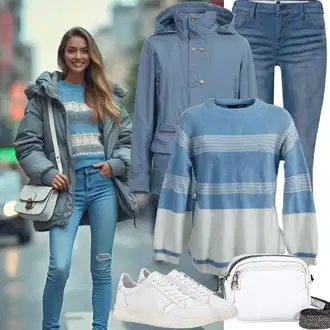 Ležerne kombinacije sa Plava/Tamnoplava Traperice Kožna Jakna/Kožne jakne/Traperice s Rupom/Traperice s Prorezom/Push-up Traperice/Čizma do Gležnja levi's ® "Savršeno za slobodno vrijeme"