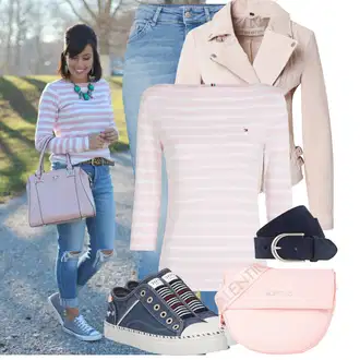 Outfit sa Tamnoplava/Plava Kožni Remen/Ležerni Remen/Klasični Remeni/Ženski Opasak bez Kopče/Široki Pojas Vanzetti "Moderni outfit za proljeće"