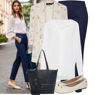Chytrý příležitostný Outfit s Šedá/Hnědá/Béžová/Bílá/Krémová/Khaki Oversize Halenka/Halenkové Body/Blůza s knoflíčkem/Halenka s Dlouhým Rukávem/Tunikové Tričko/Slip-on Halenka/Oversize Muselínová Blůza/Halenka se Stojatým Límcem/Dlouhá Halenka Vila "Stylový look na jaro"Look: Styl, Klasické, Elegantní, Kancelář, Chytrý příležitostný, Univerzitní, Retro