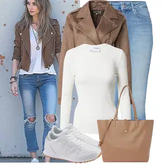 Outfit sa Narandžasta/Bijela/Smeđa/Bež/Krem sigurna cipela/Papuča/Udobna Cipela/Rupičasta Tenisica/cipela za zdravlje/Tenisica s platformom/Niska Tenisica/Tenisica Za Hodanje/Tenisice s patentnim zatvaračem sa strane Skechers "Moderni proljetni outfit"