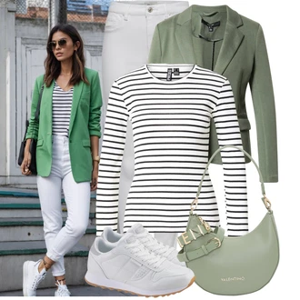 Outfit s Šedá/Krémová/Bílá Tregíny/Jeggings/Skinny Kalhoty/Džínové Legíny/Kalhoty s dírou/Kalhoty se Štěrbinou/Legíny s Rozparkem Only "Stylový look na jaro"