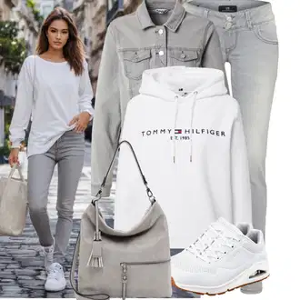 Materijal koji upija znoj Outfit sa Siva/Bijela/Srebro/Šareno/Pink/Krem Nekategorizirano "Moderan look za proljeće"