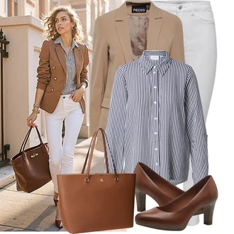 Outfit s Šedá/Krémová/Bílá Tregíny/Jeggings/Skinny Kalhoty/Džínové Legíny/Kalhoty s dírou/Kalhoty se Štěrbinou/Legíny s Rozparkem Only "Módní jarní outfit"