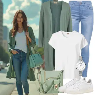Outfity pro léto Vintage s Zelená/Světle modrá/Světle zelená Taška na telefon temu "Skvělý vzhled pro jaro"Look: Vintage, Francouzské, Elegantní, Romantický, Pro Dům, Cool, Venkovní, Krásný, Premium