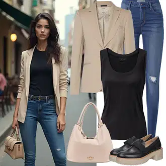Outfit sa Ljubičasta/Bež/Smeđa/Plava/Pink Odijelo Haljina bez Rukava/Dugi Sako answear lab "Stilski outfit za proljeće"