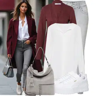 Outfity na podzim Estetika s Šedá/Bílá Teniska na platformě/Nízká Teniska Puma "Stylová kombinace na jaro"Look: 90tá léta, Estetika, Bad Taste, Extravagantní, Hip Hop, Skater, Sportovní, Unisex