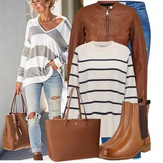 Outfit sa Smeđa Chelsea Gležnjača/Čizma za Jahanje About You "Odličan za slobodno vrijeme"