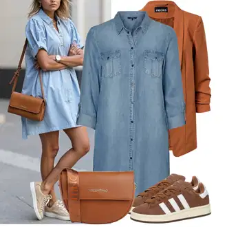 Outfit s Světle modrá/Modrá Košilové šaty/Džínové Šaty VERO MODA "Skvělý pro volný čas"