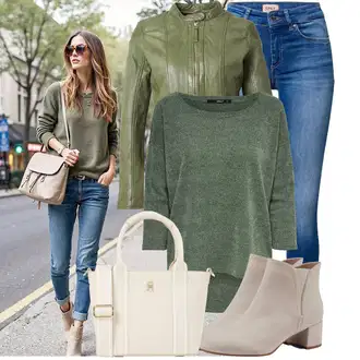 Outfit sa Smeđa/Bež Vintage Gležnjača/Ravna Gležnjača/Podstavljena Gležnjača/ljetna gležnjača/Kožna gležnjača Tamaris "Proljetni outfit za žene"