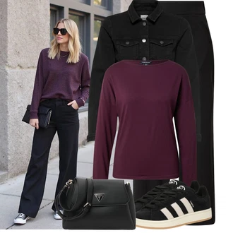 Outfit sa Crna/Smeđa Hlača Velika Veličina JdY "Moderan look za slobodno vrijeme"
