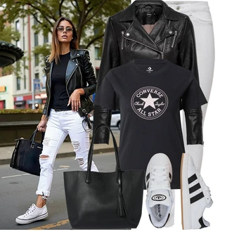 Outfit s Šedá/Krémová/Bílá Tregíny/Jeggings/Skinny Kalhoty/Džínové Legíny/Kalhoty s dírou/Kalhoty se Štěrbinou/Legíny s Rozparkem Only "Cool outfity na volný čas"