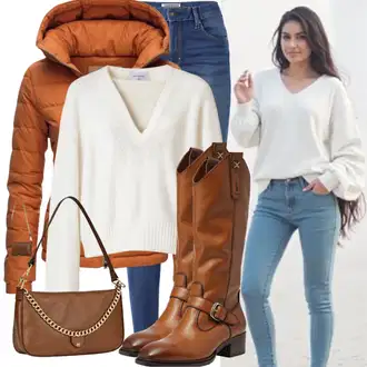 outfit mit Rjava Široki škorenj/Nagubani Škorenj/Škornj čez Koleno/Dolg Škorenj/Usnjen Škornj Čez Koleno/Visok Škornj do Kolen/Škornj z visokimi petami/Ravni škornji čez koleno/Klasični škorenj SOHO "Trendovski pomladni videz"
