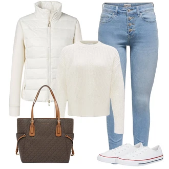 outfit mit Temno rjava/Rjava/Bela Platnena superga/Superge Nizka/Plato-Sneaker/Ozka superga/Superge brez vezalk/Superge Luknjasta/Superge Z Bočno Zadrgo/Teddy superga Converse "Udobna pomladna obleka"