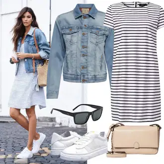 Outfity pro léto Pracovní oděvy s Modrá Džínové Bund/Vintage Bund/Krátké Džínové Bundičky karl lagerfeld jeans "Volnočasové oblečení"Look: 90tá léta, Hip Hop, Moderní, Unisex, Pracovní oděvy, Retro