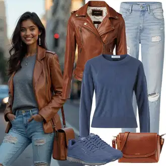 Outfity na podzim Estetika s Modrá Kožené tenisky/Skate Bota/Vintage teniska Nike Sportswear "Volnočasové oblečení"Look: 90tá léta, Estetika, Hip Hop, Sportovní