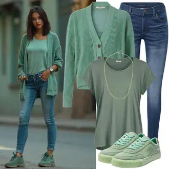 Green Outfits Estetski mit Zelena/Svetlo modra/Svetlo zelena Plato-Sneaker/Superge Nizka/Poletne superge sam73 "Vsakdanja obleka"Look: Stil, Športno, Estetski, Retro, Unisex, Barvno blokiranje