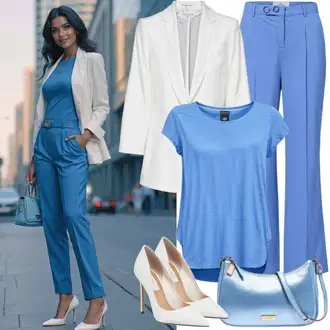Outfity do kanceláře Pracovní pohovor s Modrá/Světle modrá/Tmavě modrá Plisovaná kalhoty/Rovná Kalhoty/Plisovaná Kalhoty/Mrkvová Kalhoty/Navlékací Kalhoty/Mušelínové kalhoty/Žerzejová Kalhoty/Business Kalhoty/Kalhoty s Vysokým Pasem/Úzká Kalhoty/Kalhoty se Štěrbinou/Látková Kalhoty/Kalhoty s nášivkou uprostřed/Obleková Kalhoty wallis "Výrazné obchodní oblečení"