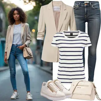 Léto Outfit s Modrá Kožené bundy/Džíny s Dírou/Kotníková Bota/Džíny s Rozparkem/Kožená bunda/Push up Džín Only "Business Casual Dámské Outfity"