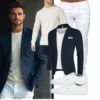 Rundhals Outfit mit Khaki/Beige/Weiß Damen Pullover/Kaschmir Pullover/Sport Sweatshirt/Pullover mit Stehkragen Tommy Hilfiger "Business Outfit"