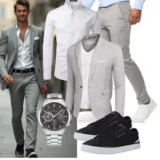 Outfit mit Grau/Weiß BusinessHemd/Business Hemd PARKLEES "Business Outfit"