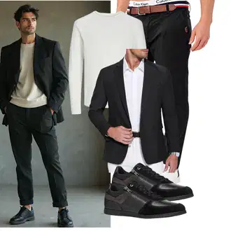 Tapered Outfit mit Schwarz/Khaki/Orange/Dunkelgrau Indicode "Business Outfit"