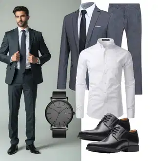 Outfit mit Grau/Weiß BusinessHemd/Business Hemd PARKLEES "Business Outfit"