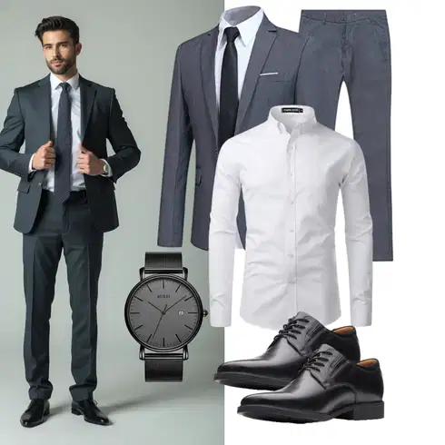 Boyfriend Grau/Weiß BusinessHemd/Business Hemd PARKLEES kombinierenLook: Elegant, Casual, Boyfriend, Stil, Büro, Business, Smart Casual, Edel, Unisex, Preppy, Ausgefallene, Nahtlos, Schlichte
