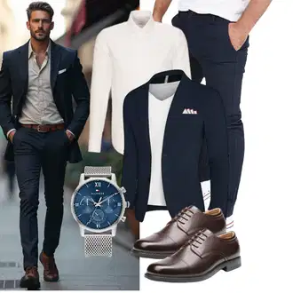 Outfit mit DunkelBlau/HellBlau/Blau WOTEGA "Business Outfit"