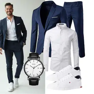Outfit mit Grau/Weiß BusinessHemd/Business Hemd PARKLEES "Business Outfit"
