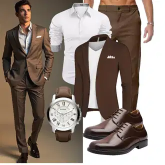 Outfit mit Grau/Creme/Weiß Hemdbluse/BusinessHemd/Casual Hemd/Business Hemd COOFANDY "Business Outfit"