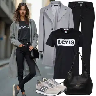 Outfit sa Siva Prijelazni Kaput/Dugi Kaput/Vintage Kaput/Ljetni Kaput/Midi Kaput/Trenč Kaput/Baloner/Lagani Kaput river island "Cool svakodnevna odjeća"