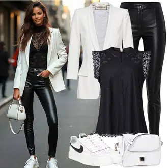 Outfit sa Krem/Bijela Kaput/Odijelo wallis "Cool svakodnevna odjeća"